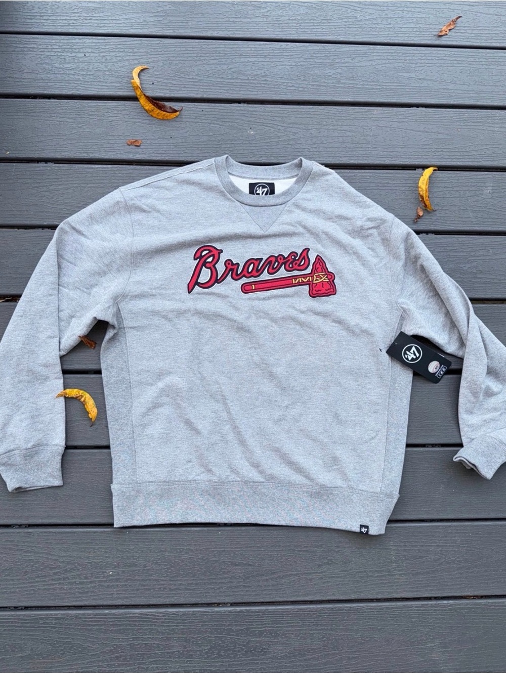 Men's Gray Braves Crewneck Sweatshirt by '47 Brand